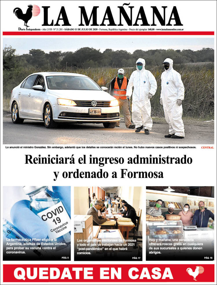 Portada de Diario La Mañana (Argentina)