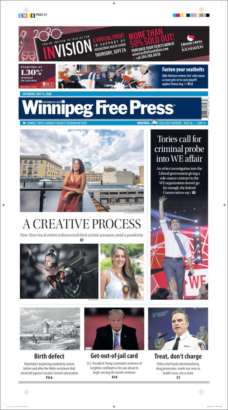 Portada de Winnipeg Free Press (Canada)