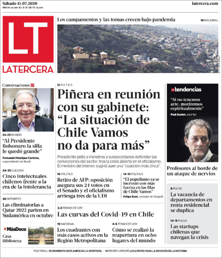 Portada de La Tercera (Chile)