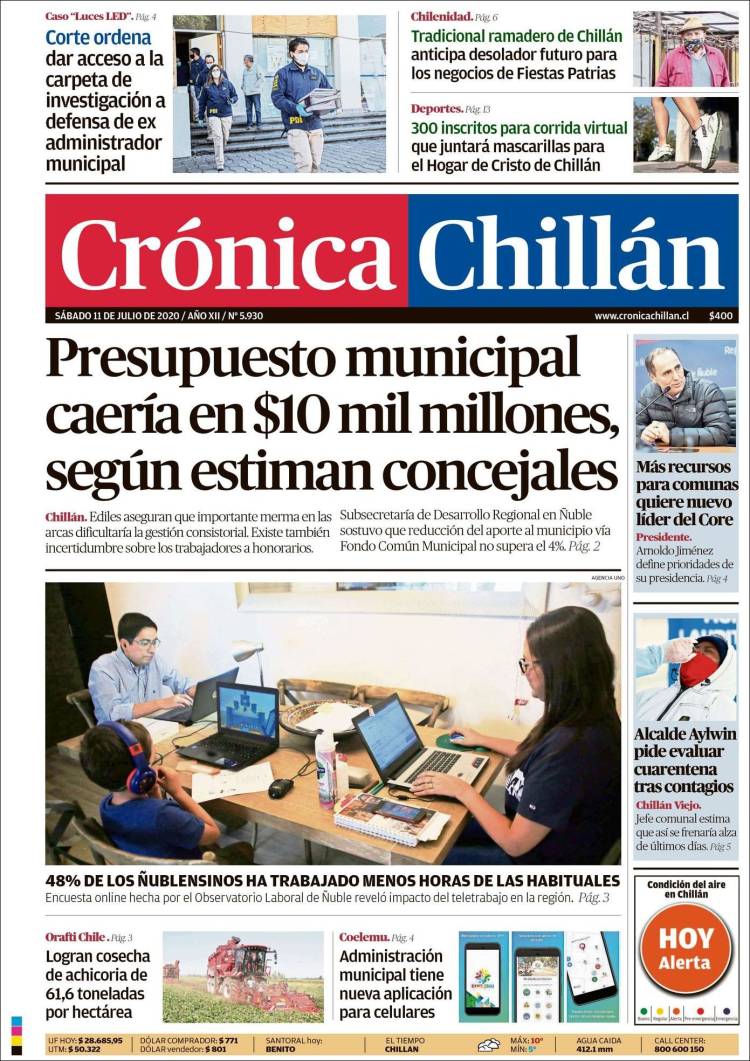 Portada de Crónica Chillán (Chile)