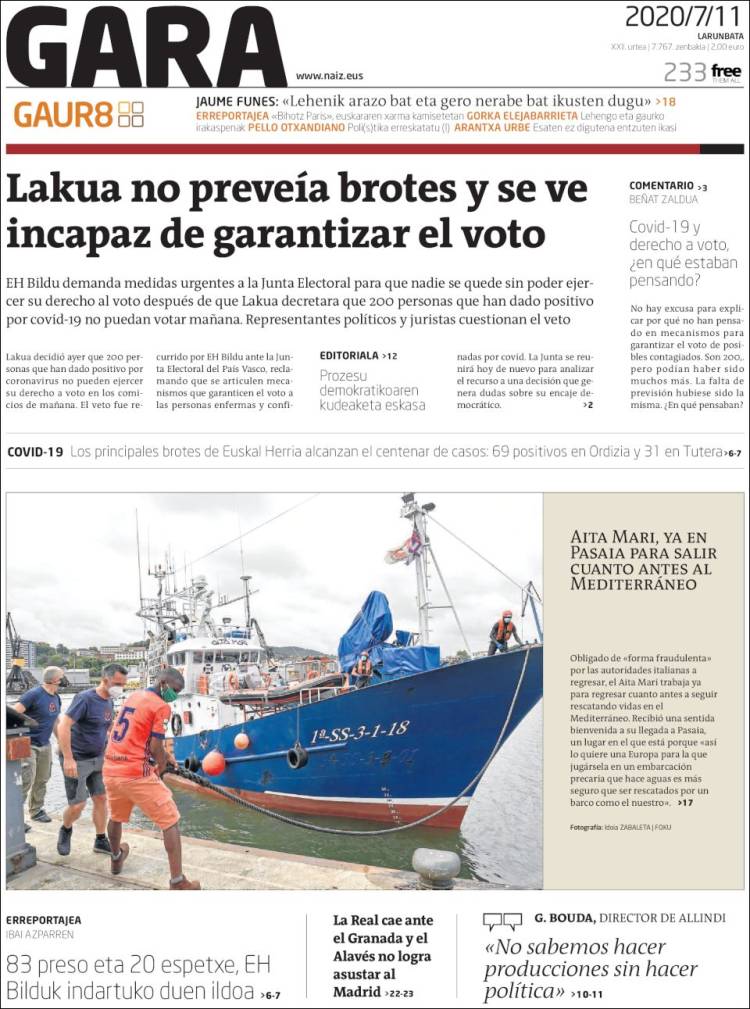 Portada de Gara (Espa&ntilde;a)