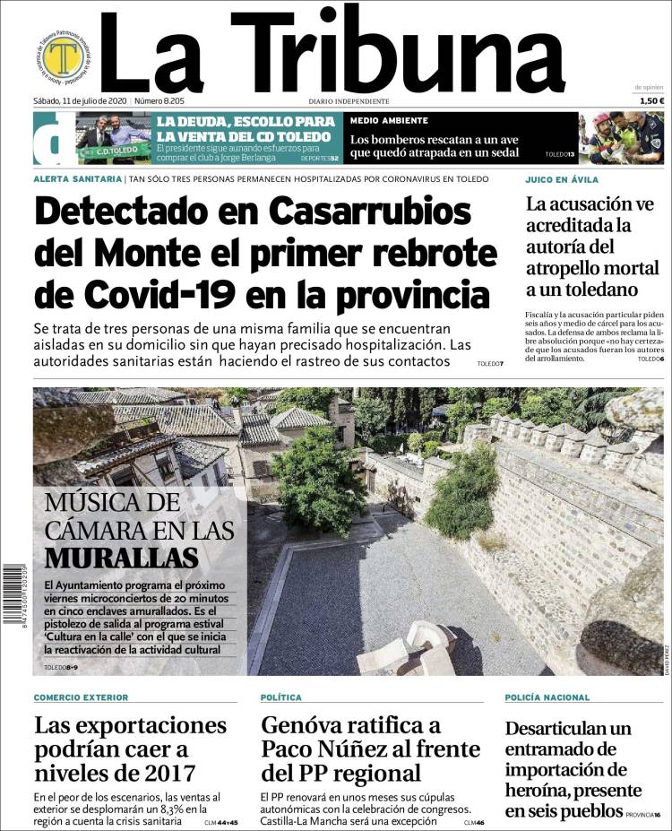 Portada de La Tribuna de Toledo (Espa&ntilde;a)