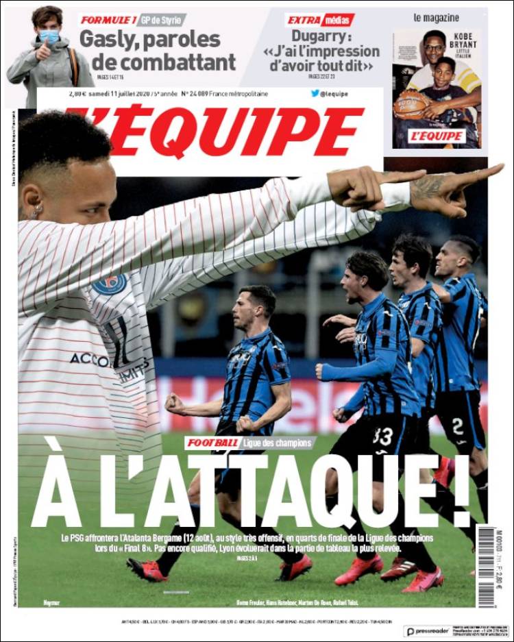 Portada de L'Equipe (Francia)