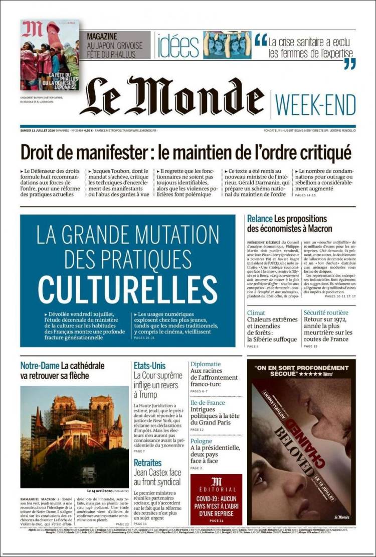 Portada de Le Monde (Francia)