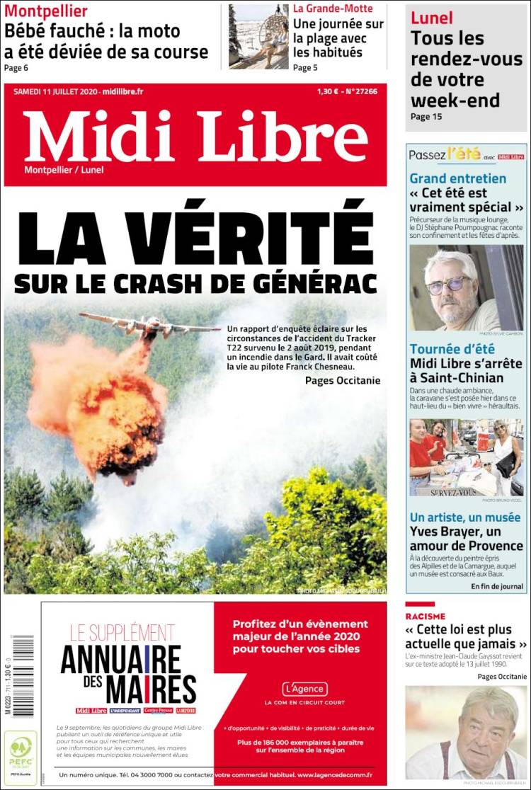 Portada de Midi Libre (Francia)