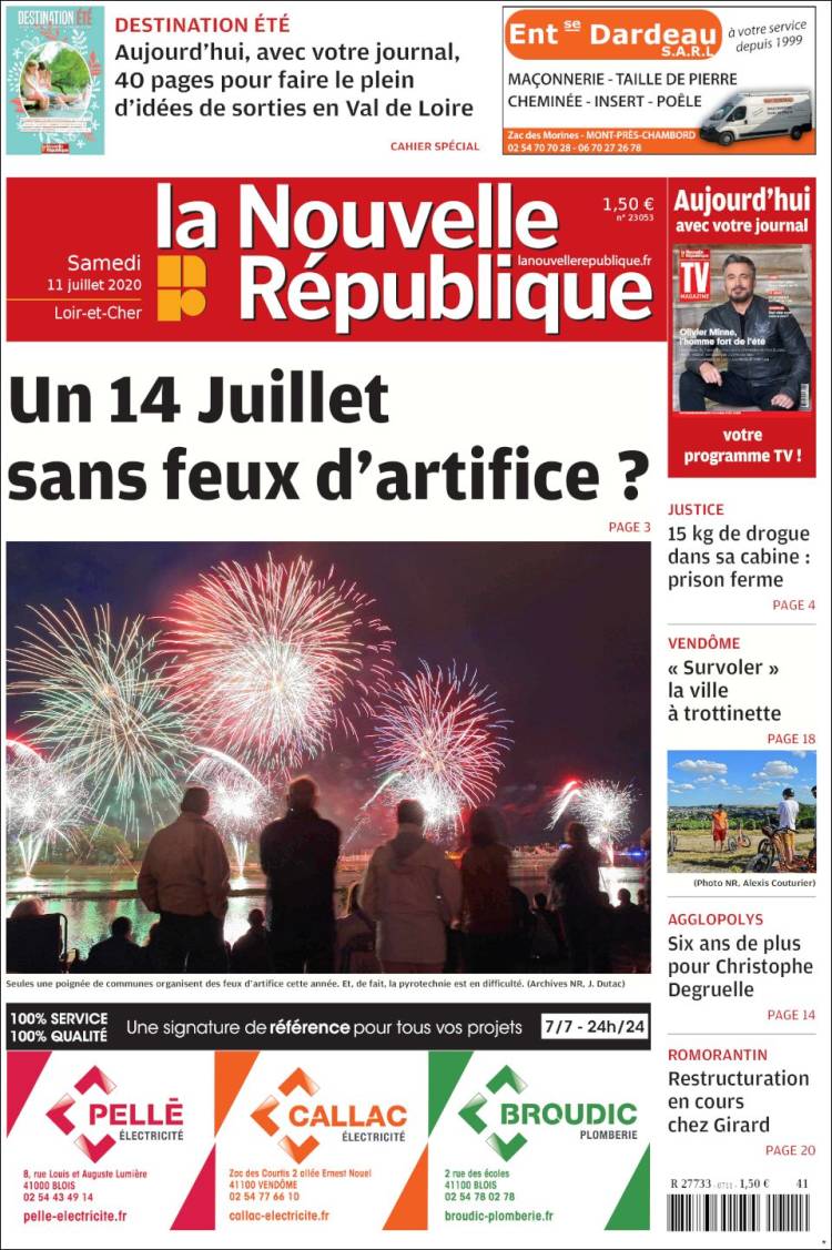 Portada de La Nouvelle Republique (Francia)