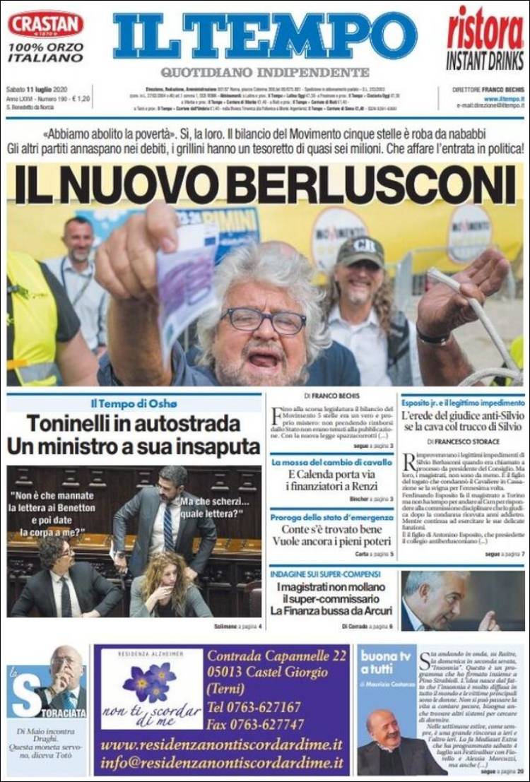 Portada de Il Tempo (Italia)