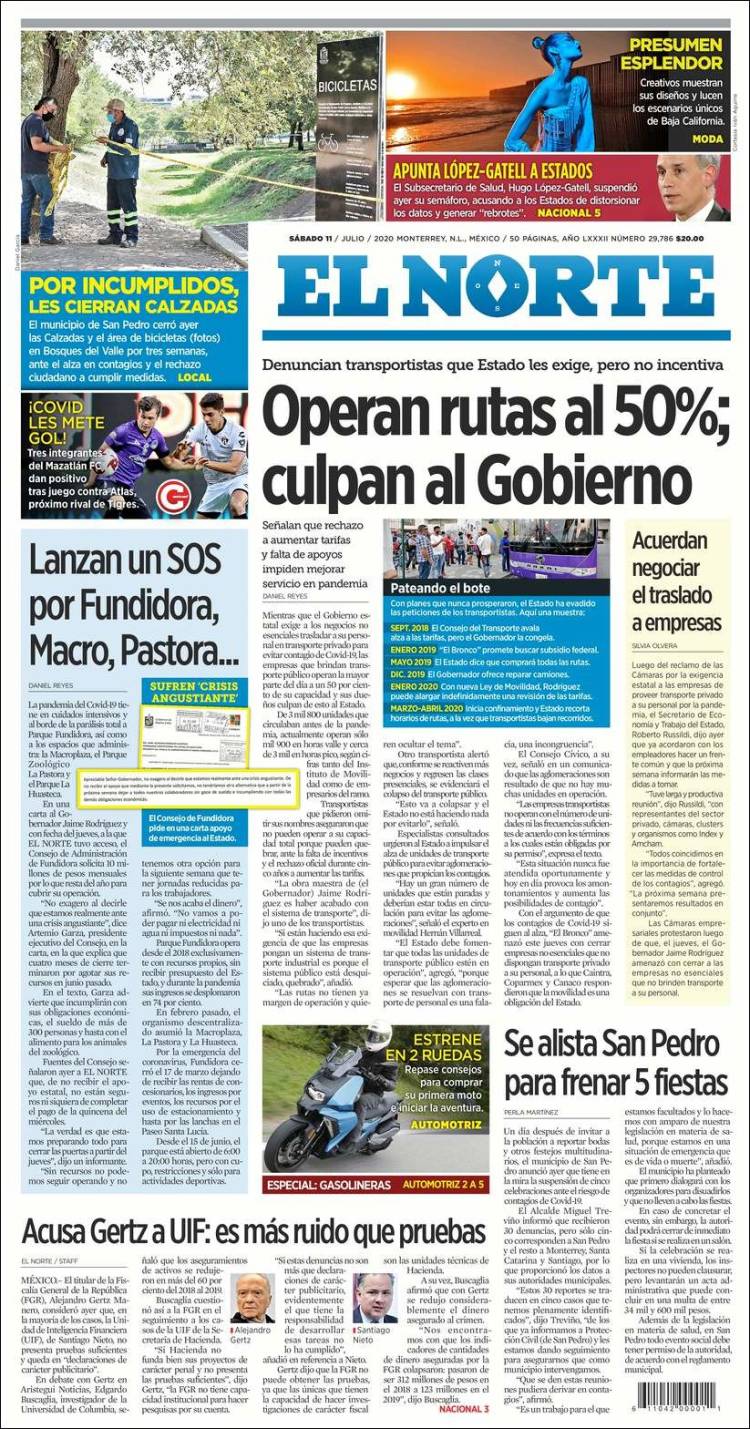 Portada de El Norte (México)