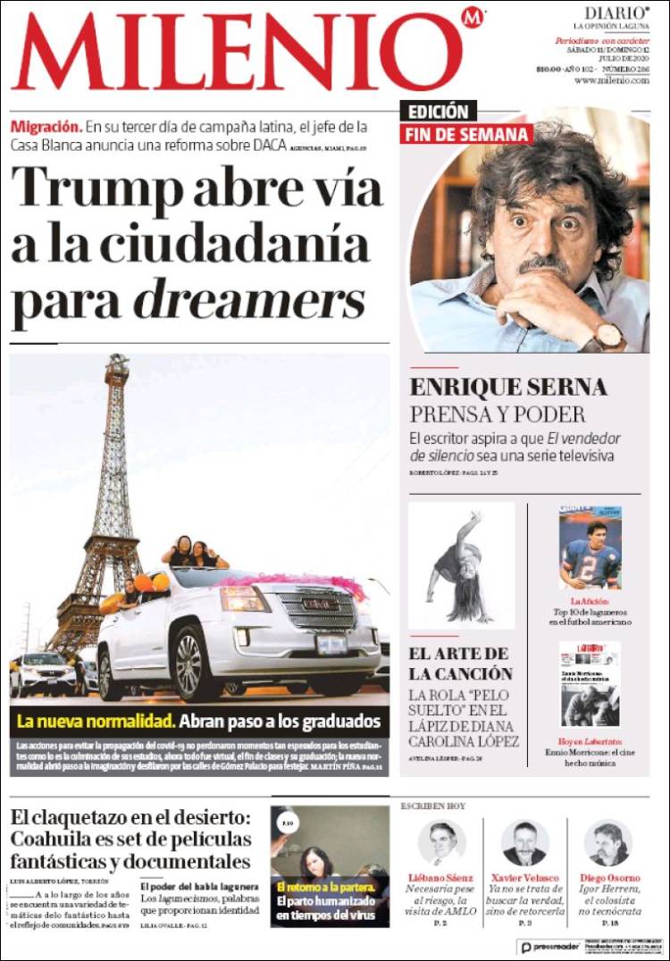 Portada de Milenio - Laguna (México)