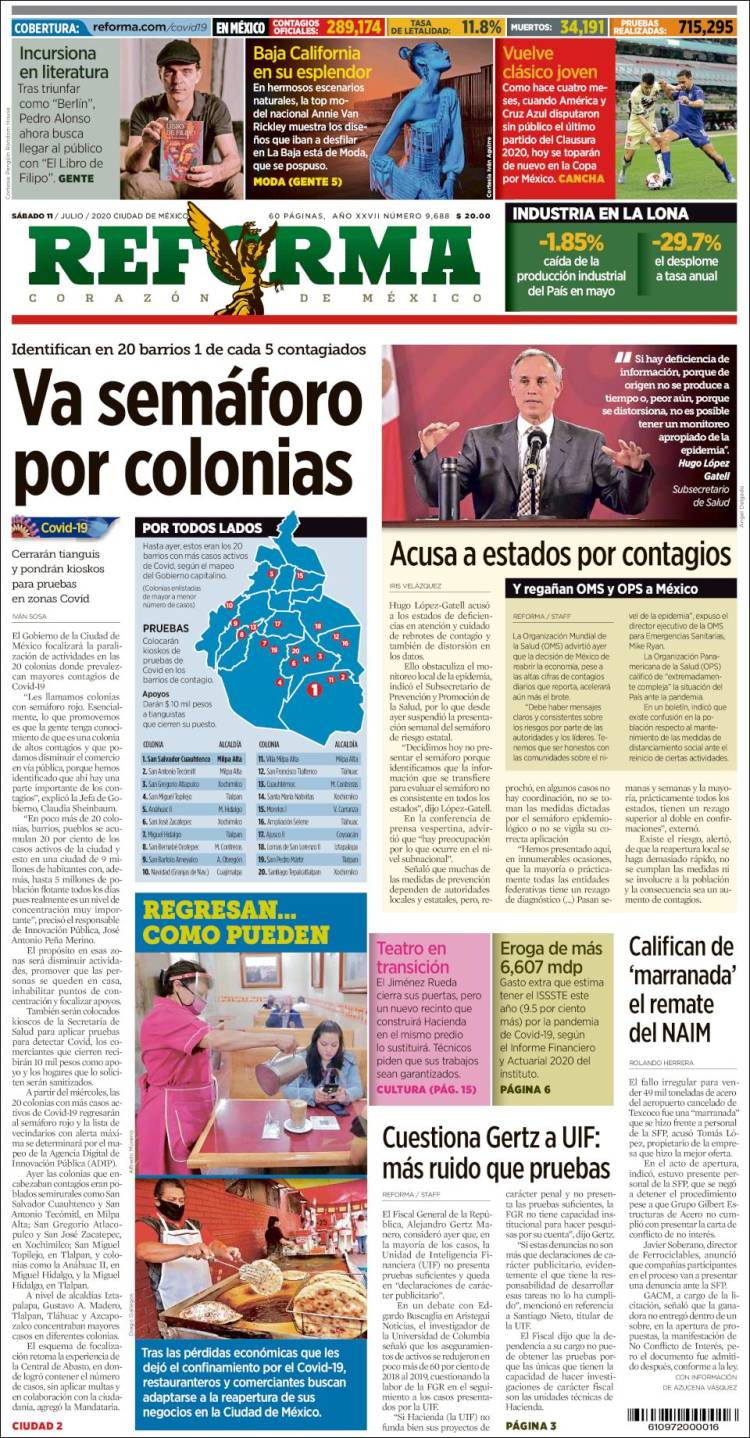 Portada de Reforma (México)