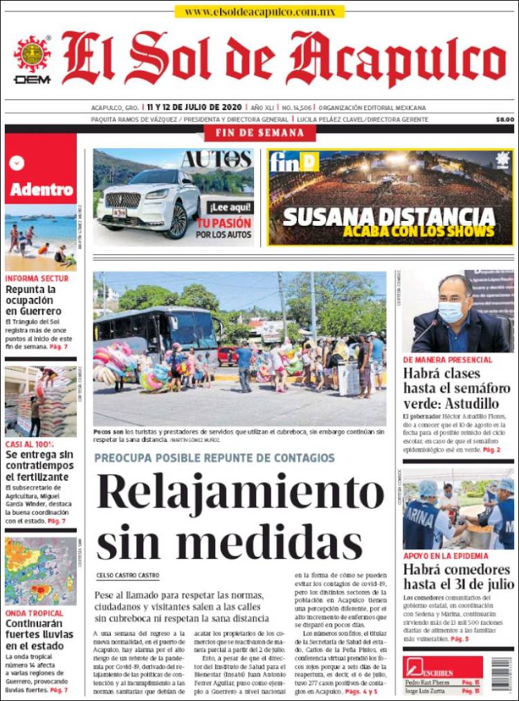 Portada de El Sol de Acapulco (México)