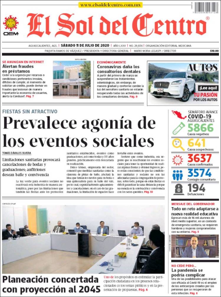 Portada de El Sol del Centro (México)
