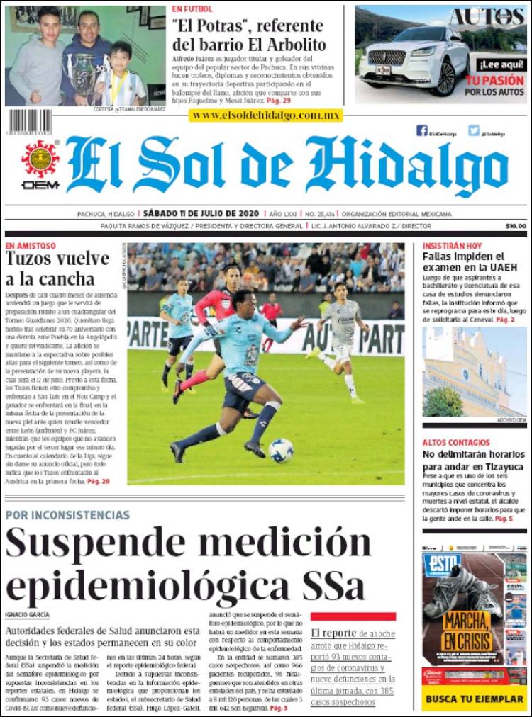 Portada de El Sol de Hidalgo (México)