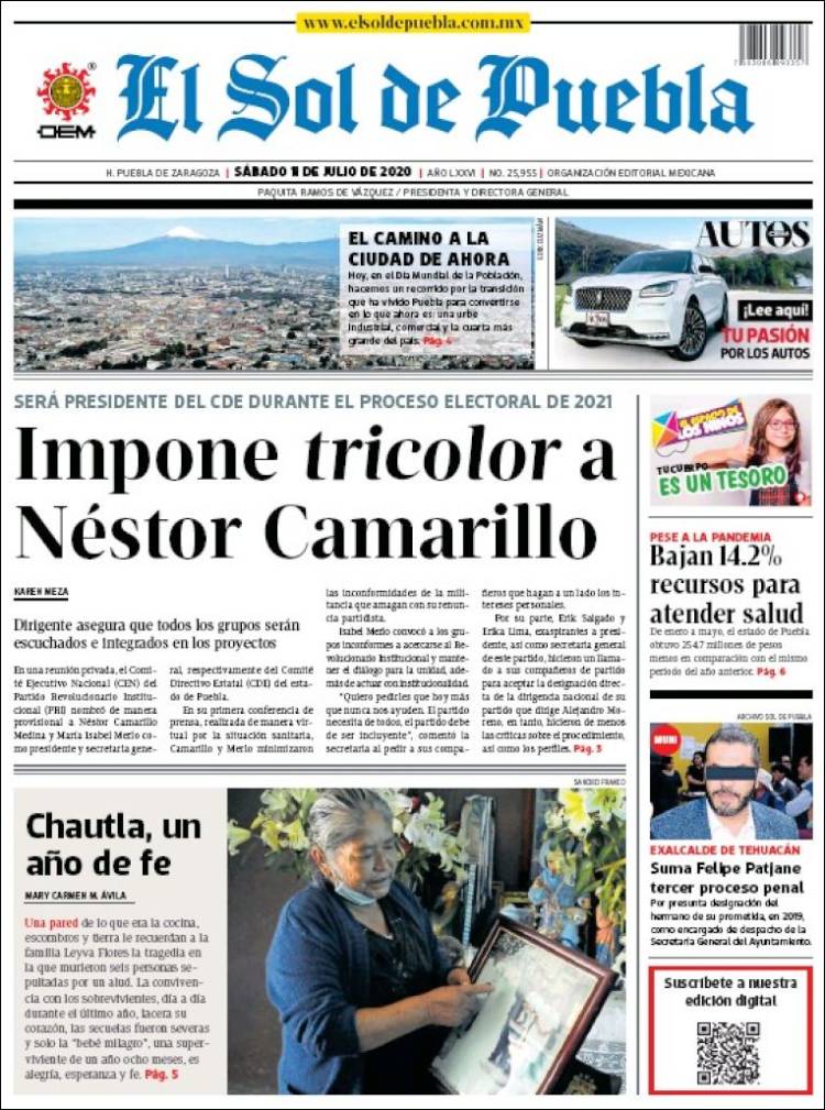 Portada de El Sol de Puebla (México)