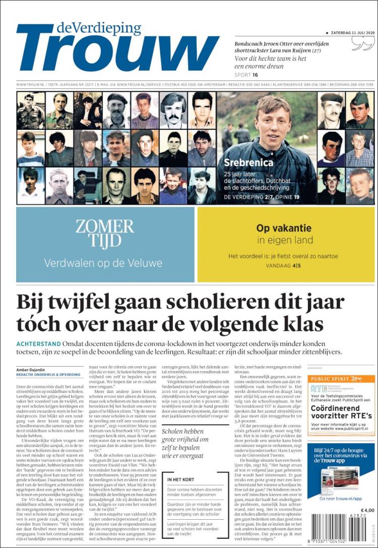 Portada de Trouw (Pa&iacute;ses Bajos)