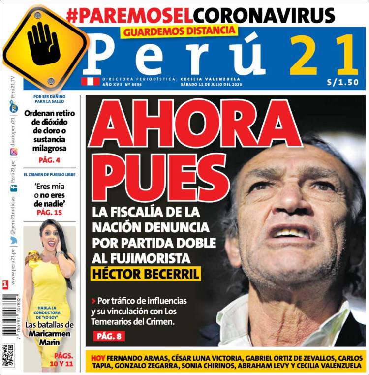 Portada de Perú 21 (Peru)