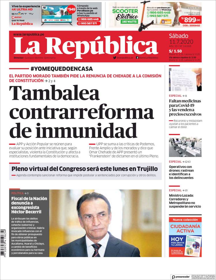 Portada de La Republica (Peru)