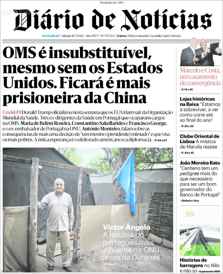 Portada de Diário de Noticias (Portugal)