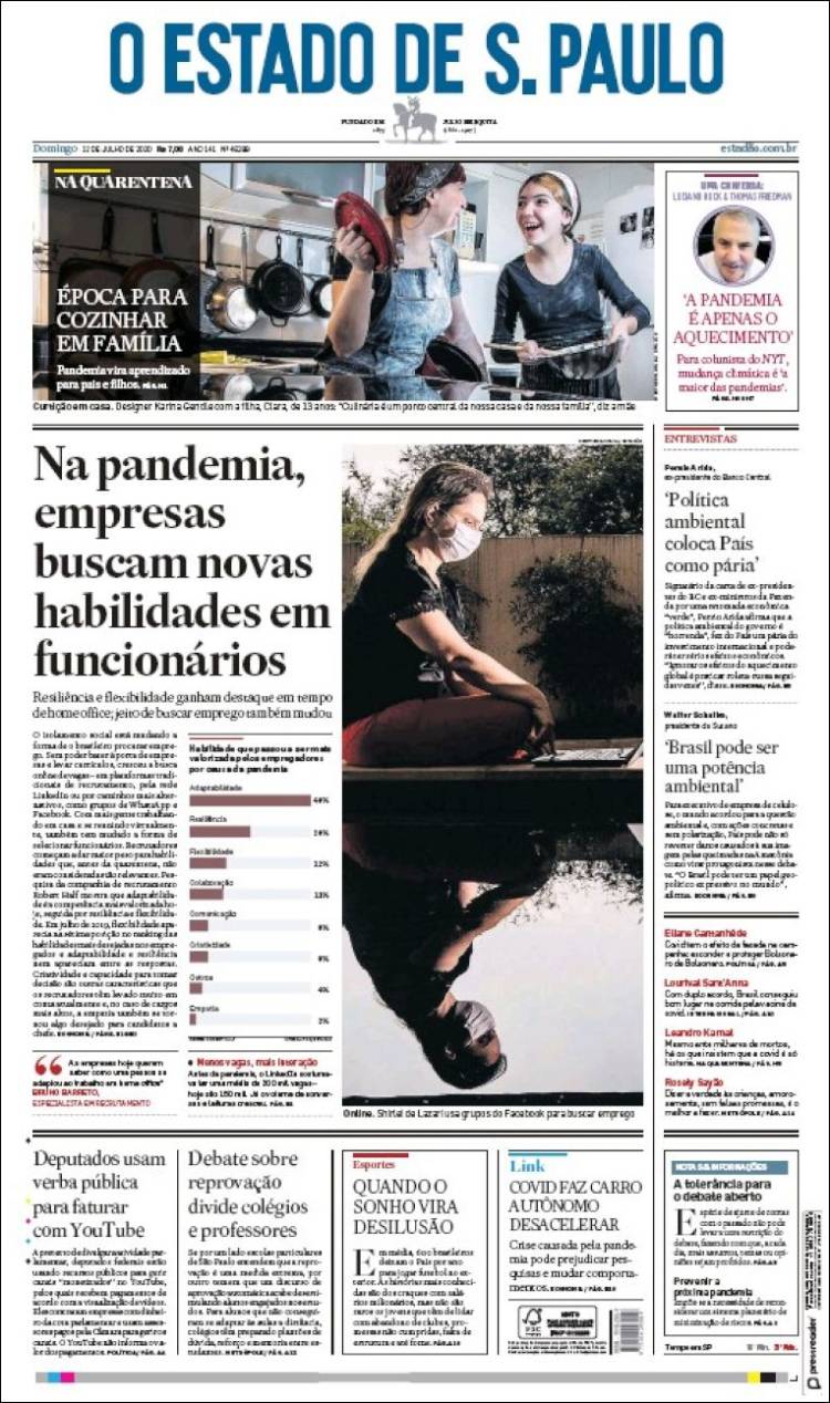 Portada de O Estado de São Paulo (Brasil)