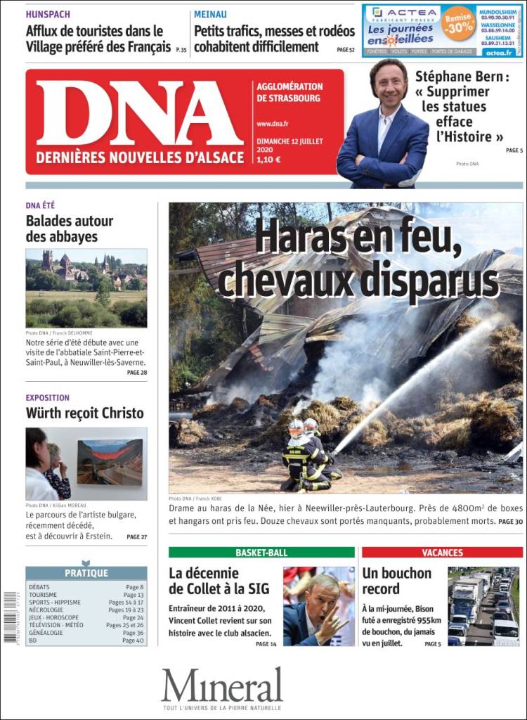 Portada de Les Dernières Nouvelles d'Alsace (Francia)