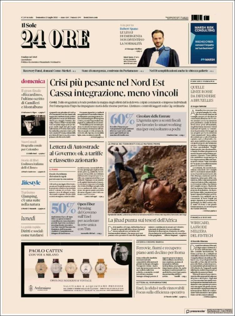 Portada de Il Sole 24 ORE (Italia)