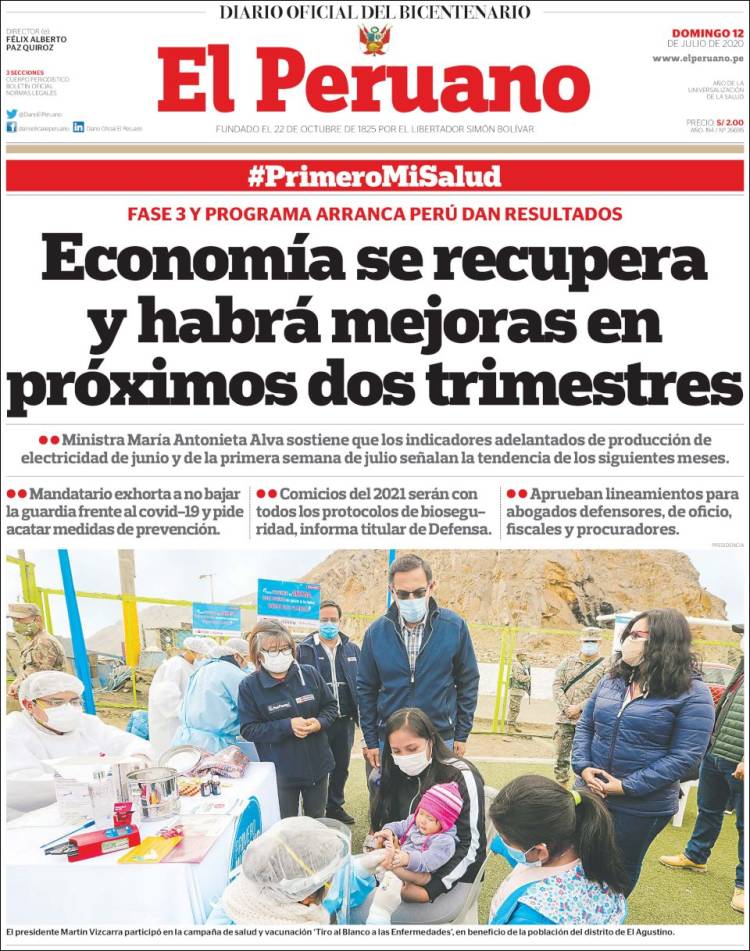 Portada de El Peruano (Per&uacute;)