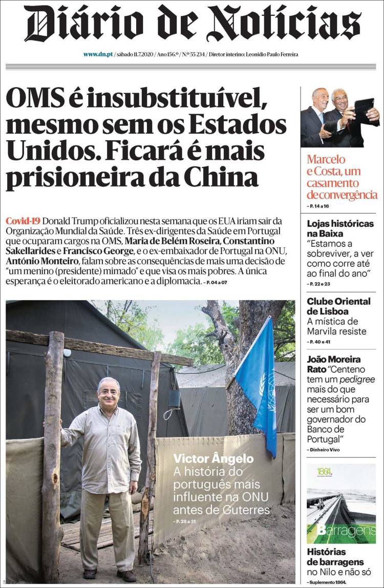 Portada de Diário de Noticias (Portugal)