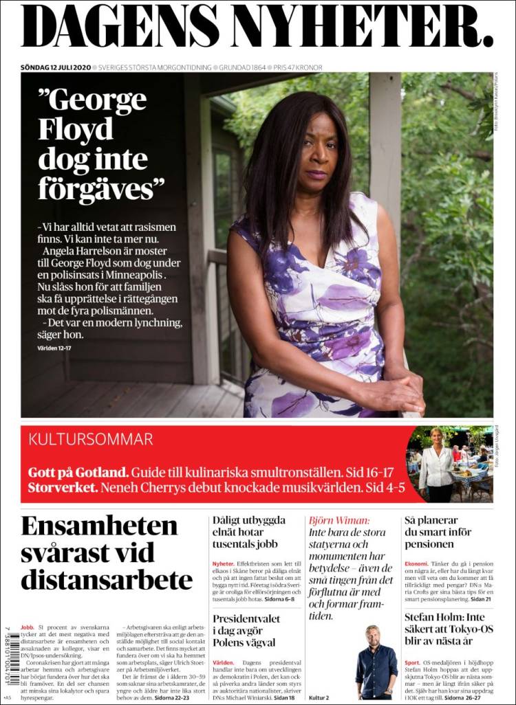 Portada de Dagens Nyheter (Suecia)