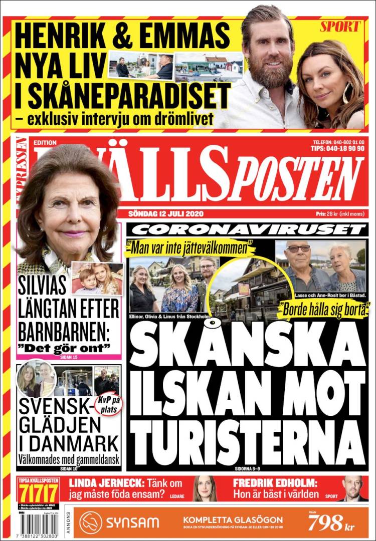 Portada de Kvällsposten (Suecia)