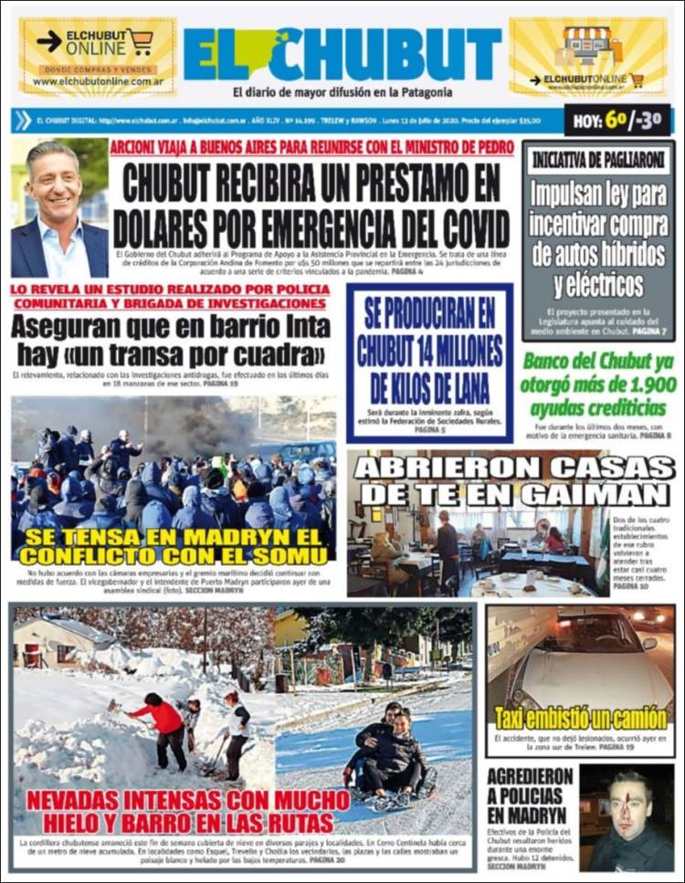 Portada de El Chubut (Argentina)