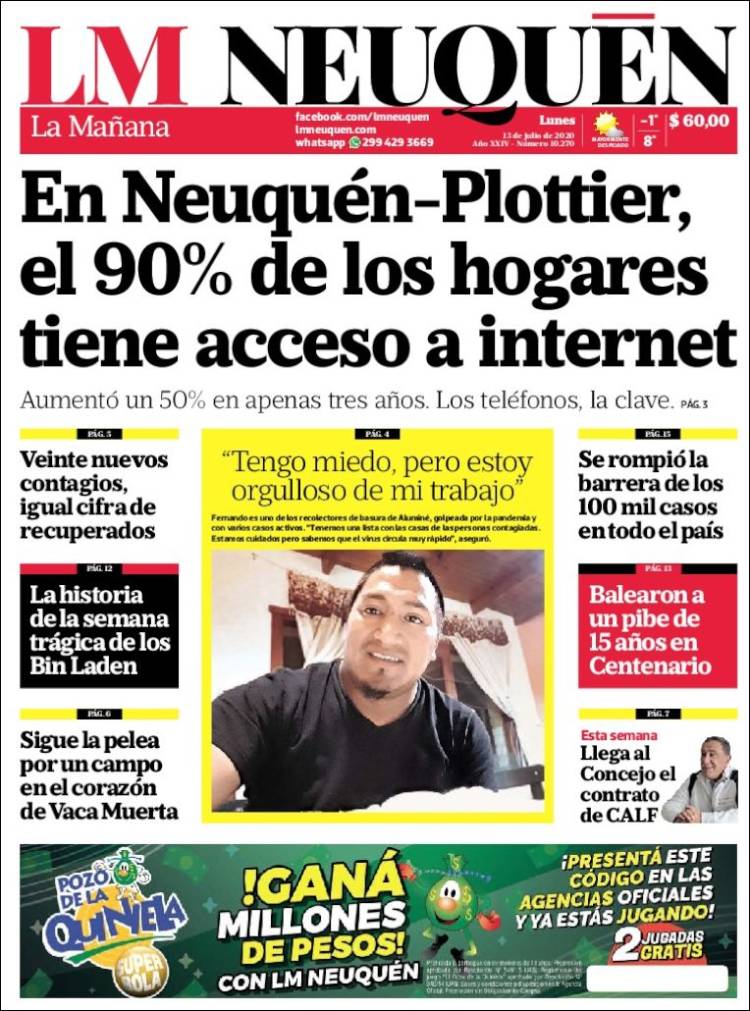 Portada de La Mañanade Neuquén (Argentina)