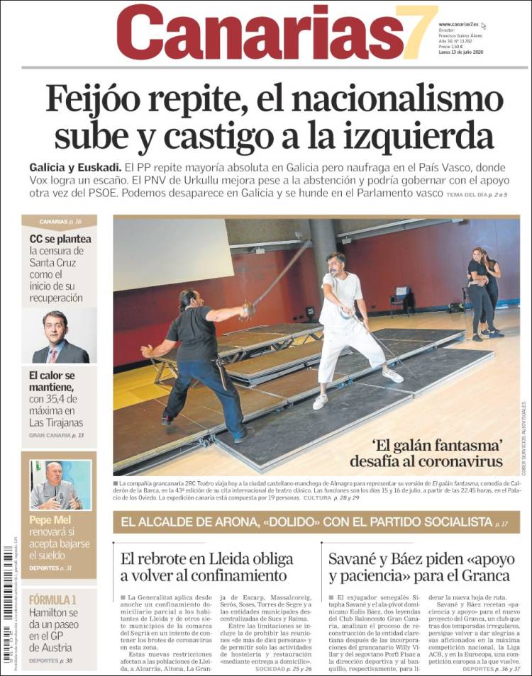 Portada de Canarias 7 (España)