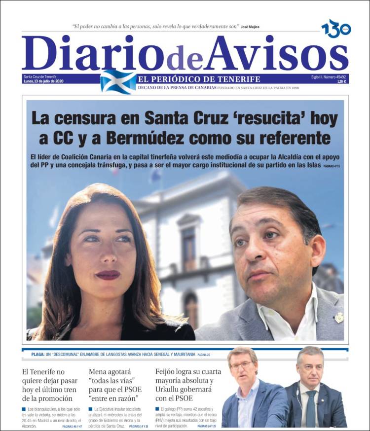 Portada de Diarios de Avisos (España)