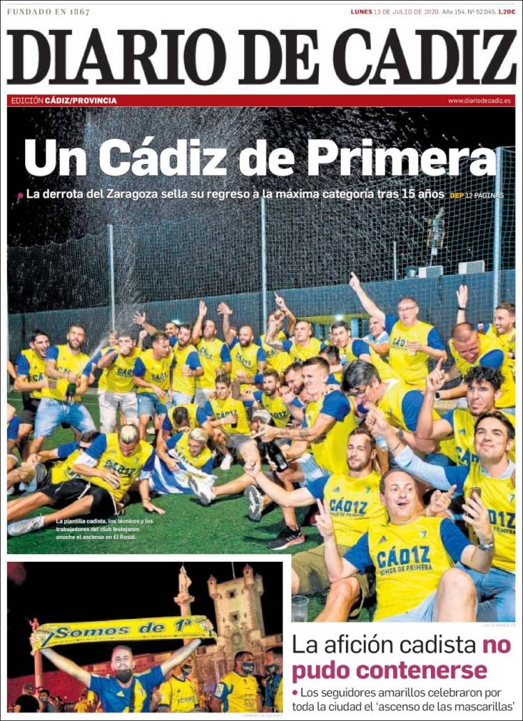 Portada de Diario de Cádiz (España)