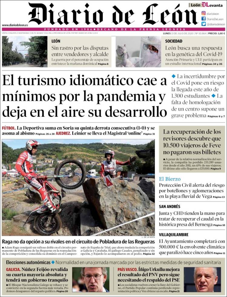 Portada de Diario de León (España)