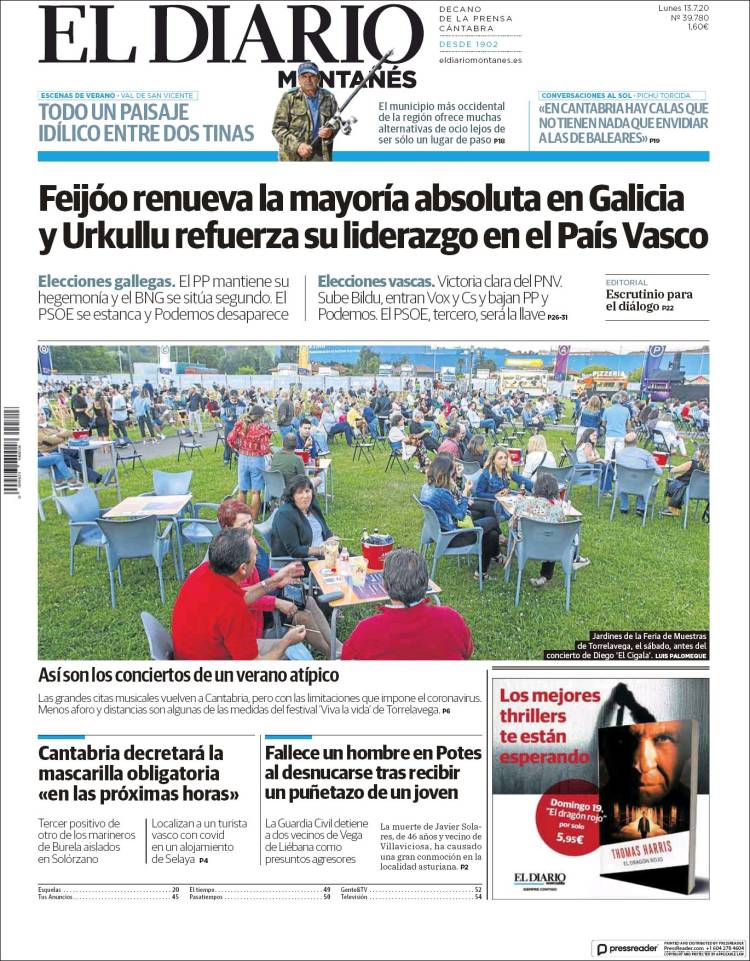 Portada de El Diario Montañés (España)