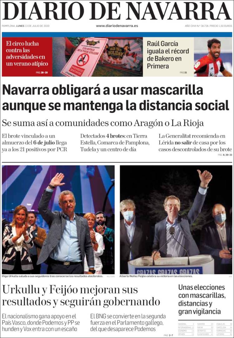 Portada de Diario de Navarra (España)