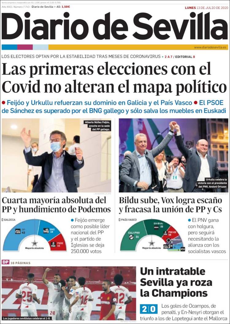 Portada de Diario de Sevilla (España)