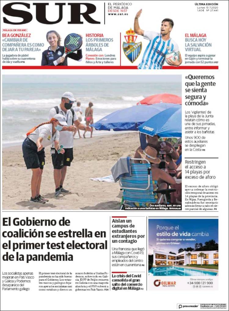 Portada de Diario el Sur (España)