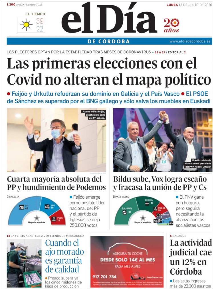 Portada de El Día de Córdoba (España)