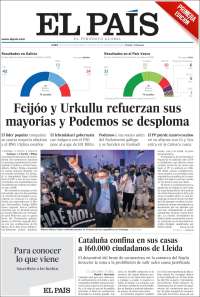 Portada de El País (España)