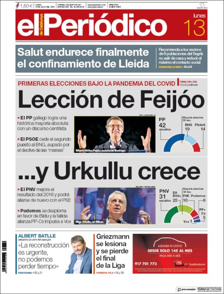 Portada de El Periódico (España)