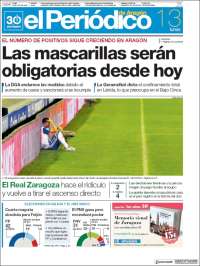 Portada de El Periódico de Aragón (España)