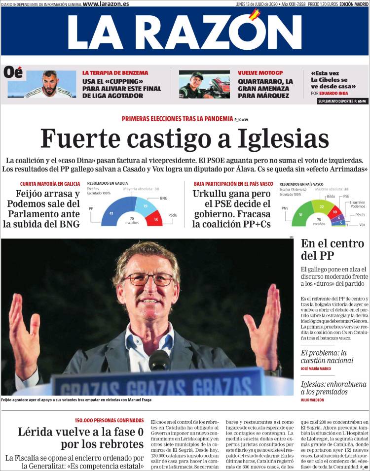 Portada de La Razón (España)