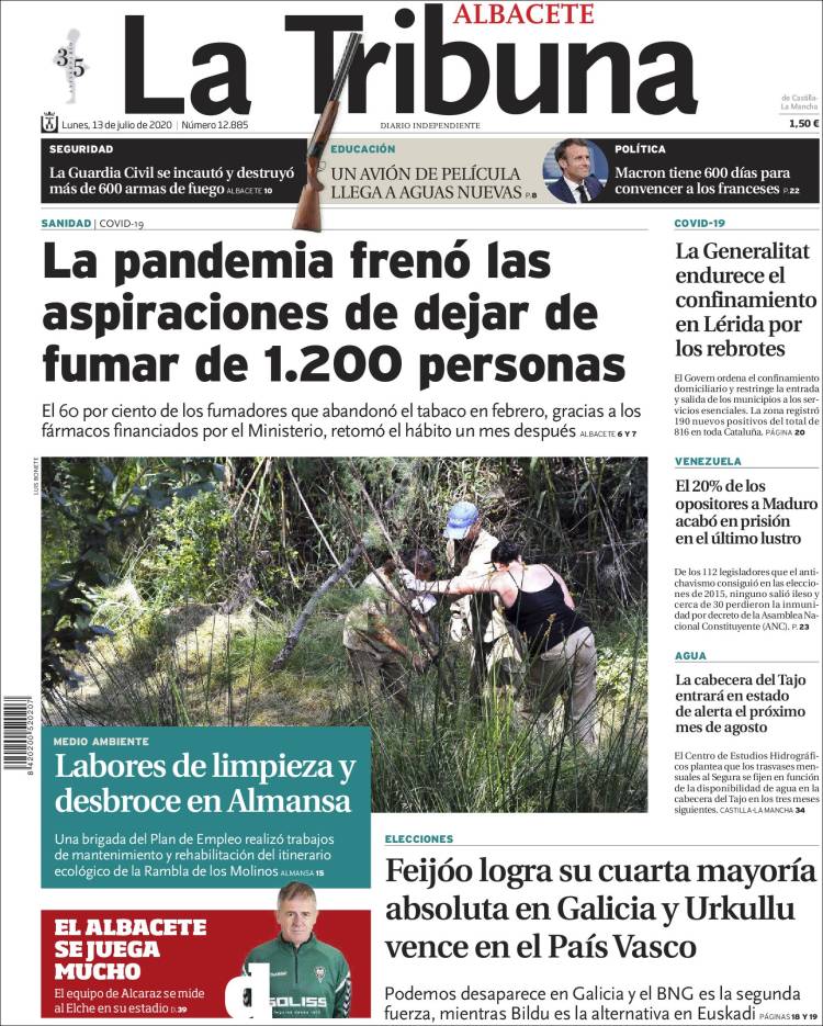 Portada de La Tribuna de Albacete (España)