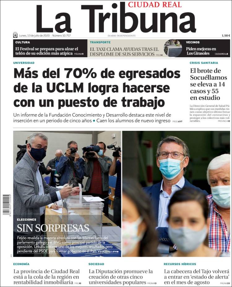 Portada de La Tribuna de Ciudad Real (España)