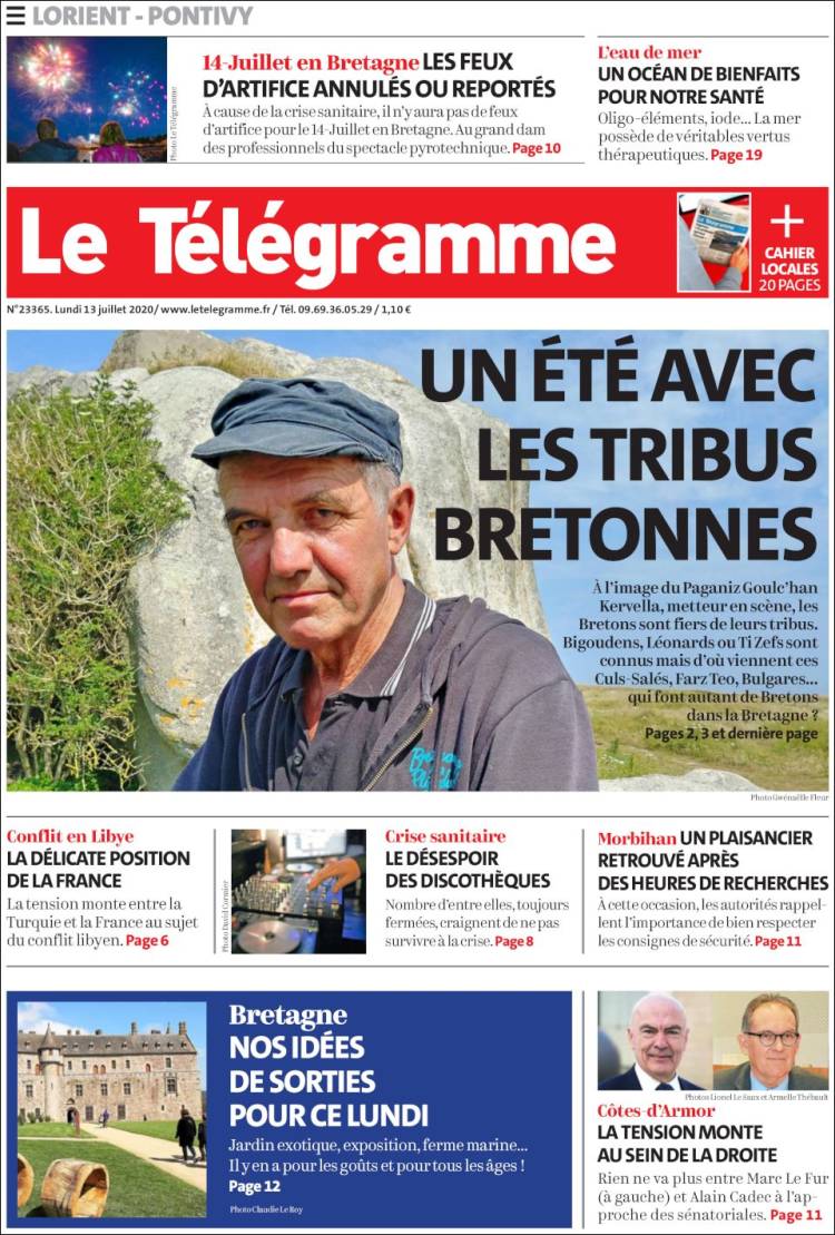 Portada de Télégramme (Francia)