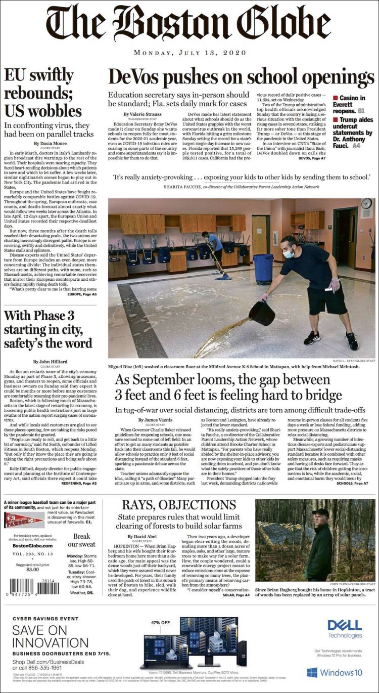 Portada de Boston Globe (USA)