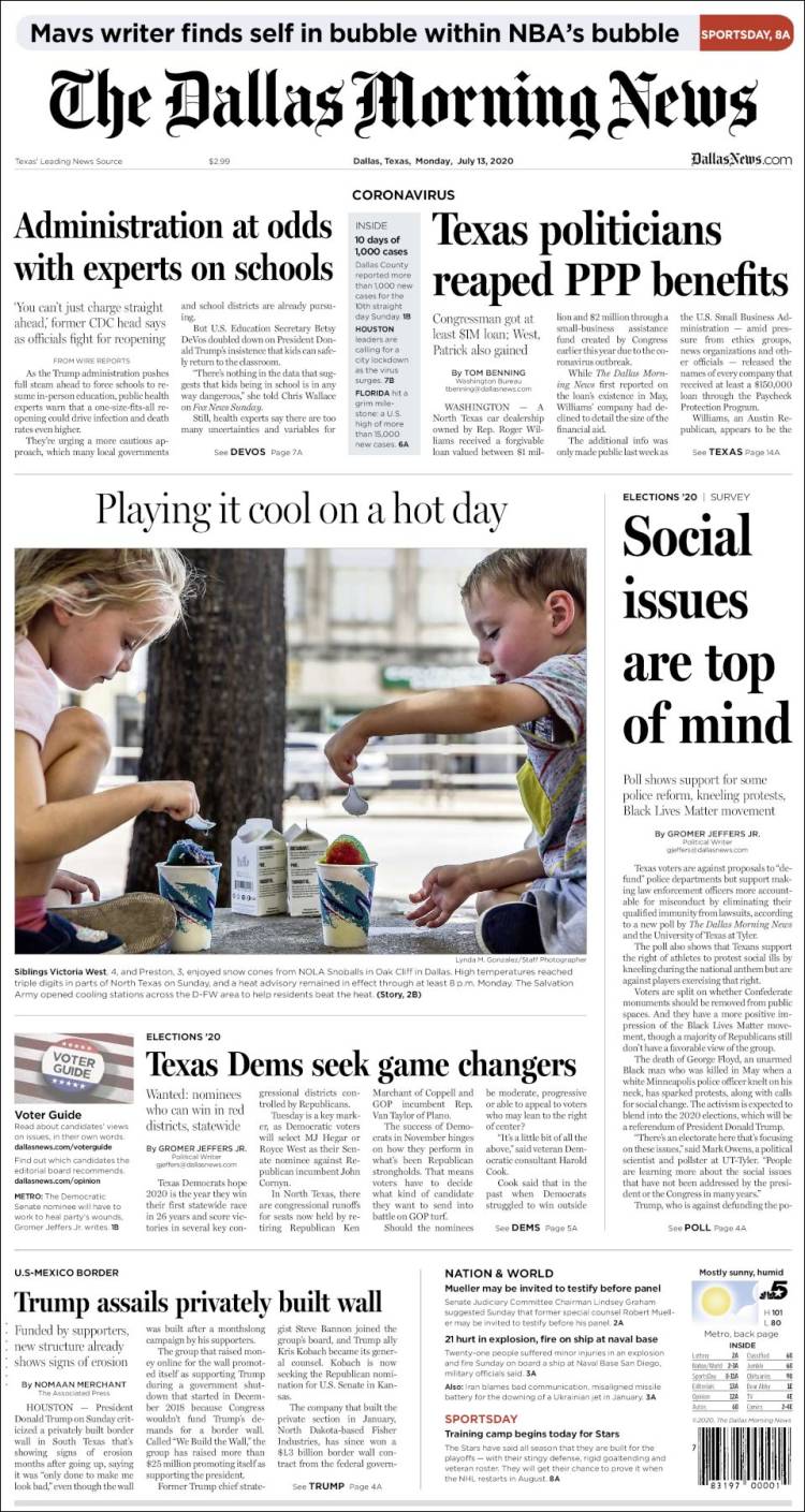 Portada de Dallas Morning News (USA)