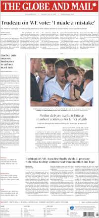 Portada de The Globe and Mail (Canadá)